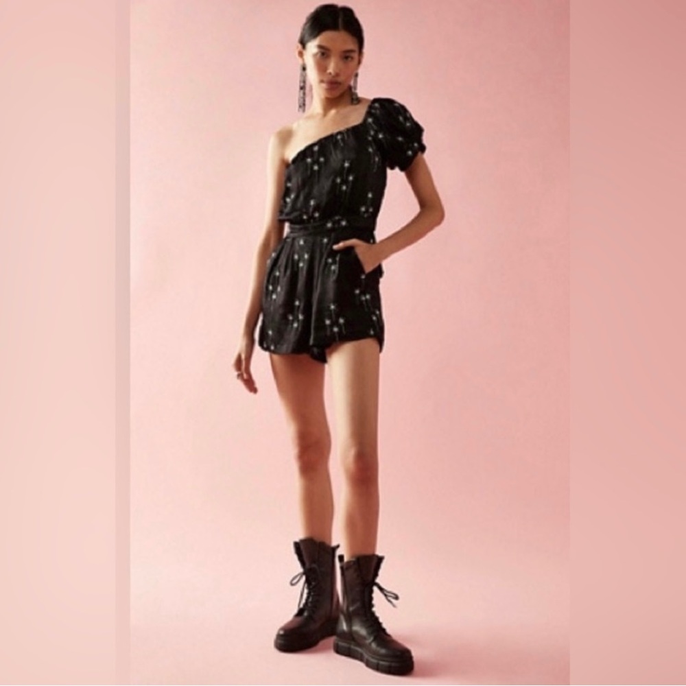 NWOT Free People Gemini Party Romper Black Beaded, Size Small MSRP $198